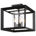 Golden Lighting - Golden Lighting Smyth 3 Light 12" Semi-Flush, Black/Clear - Modern lanterns featuring a handsome beveled cage design make an elegant statement in the Smyth collection. Clean geometry creates contemporary style with steel candles and candelabra bulbs encased in select glass options. The fixtures are offered a variety of finishes. The smooth matte black finish adds a sleek, contemporary option to this open-caged collection.