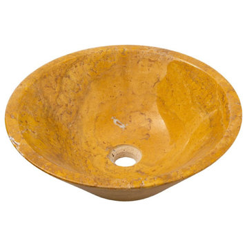 Golden Sienna Travertine V-Shape Tapered Sink Polished  (D)16" (H)6"