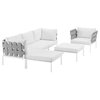 Harmony 6-Piece Outdoor Aluminum Sectional Sofa Set, White White