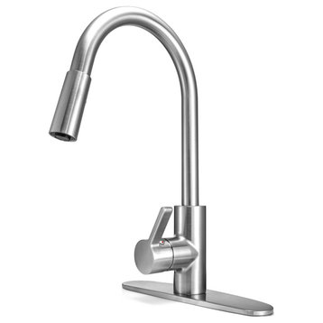 Runfine Single-Handle Pull Down Kitchen Faucet, Brushed Nickel