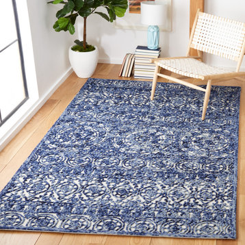 Safavieh Vintage Leather Collection TRC701N Rug, Navy/Ivory, 6' X 9'