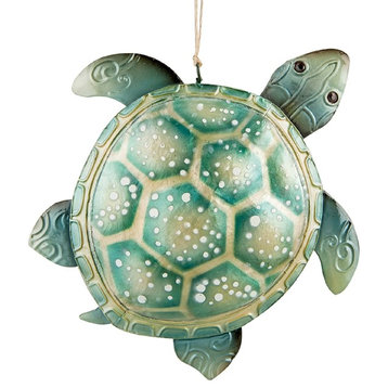Ocean Animal Sea Turtle Seafoam Green Metal Christmas Holiday Ornament 6 Inch