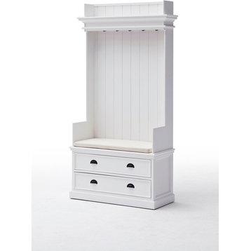 Halifax Entryway Coat Rack And Bench Unit With Cushion And Drawers