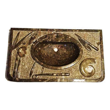 Rissani Seabed Natural Fossil Stone Powder Room Sink