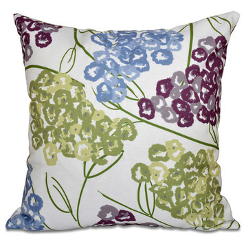 Hydrangeas, Floral Print Pillow, Purple, 20"x20"