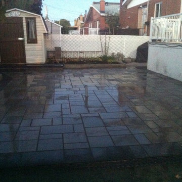 Rear patio construction for a future spa.