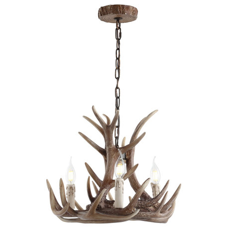 JONATHAN Y Lighting JYL6304A Nelle 3 Light 18"W LED Antler - Brown