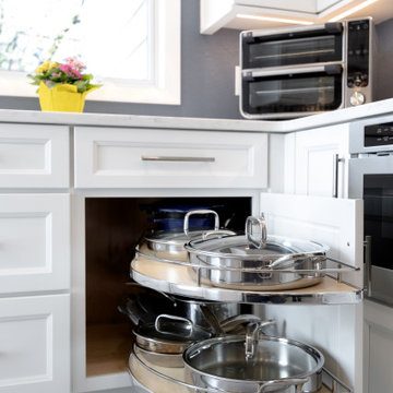 Custom White Kitchen with Calacatta Azulean Quartz Countertops