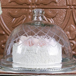 Etched Glass Dessert Dome - Dessert And Cake Stands