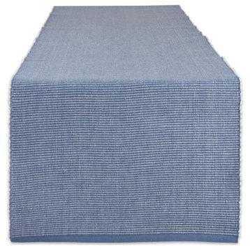 Dii Stonewash Blue and White 2-Tone Ribbed Table Runner