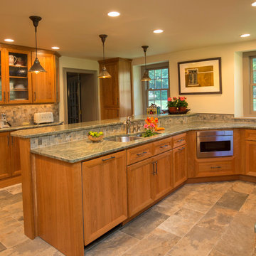 Warm Natural-Wood Kitchen Remodel | Rich Timber Cabinets & Stone Counters