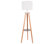 Compass Mid-Century Modern Floor Lamp With Shelf, Natural Wood/White Linen