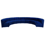 Meridian Furniture - Limitless Velvet Upholstered 9-Piece Modular Sectional, Navy - Invest in your home's comfort with this Limitless 9 Piece Sectional. This modular unit offers tons of flexibility in the number of ways that you can put each piece in the Limitless collection together to get the ideal customized look. Upholstered in navy velvet, this beautiful piece is soft and cool to the touch, so you can feel comfortable from every angle. Button and channel tufting add to this unit's upscale look and contemporary charm.