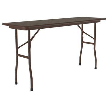 Correll 18"W x 72"D Melamine Wood Laminate Top Folding Table in Walnut