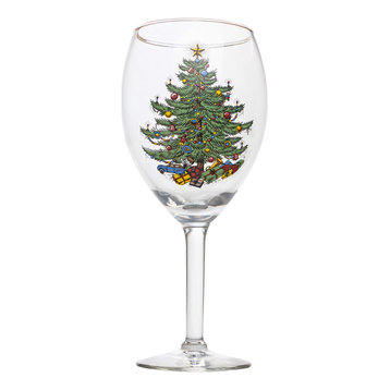 Cuthbertson Original Christmas Tree 19.5 oz. Wine Vino Grande, Set of 2