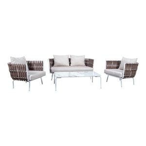 Pinehurst 4 Piece Rope Conversation Set Beach Style Outdoor Lounge Sets By Sunny Crest