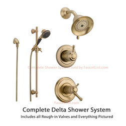Delta Cassidy Collection Champagne Bronze Finish Shower System SS17T9784CZ - Showerheads And Body Sprays