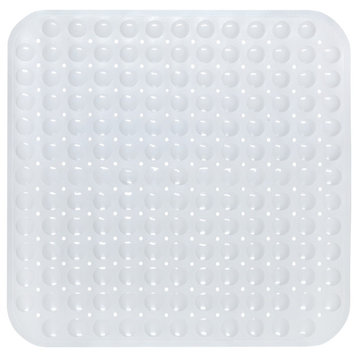 Stall Size"Bubble" Look Vinyl Bath Mat in white.