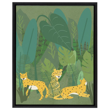 Sylvie Cheetahs in the Jungle Framed Canvas by Queenbe Monyei, Black 18x24
