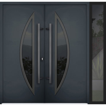 Exterior Prehung Metal Double Doors Deux 6501 BlackTinted Black Glass|Right