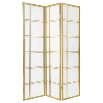 6' Tall Double Cross Shoji Screen, Special Edition, Gold, 3 Panels