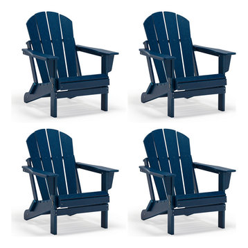 WestinTrends 4PCS Outdoor Patio Furniture Folding Adirondack Chairs, Navy Blue