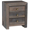 Kosas Norman Reclaimed Pine 3 Drawer Nightstand Distressed Charcoal