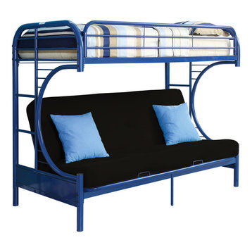 Eclipse Futon Bunk Bed, Blue, Twin Over Queen