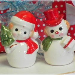 Vintage Kitsch Snowman Couple Salt and Pepper Shakers - Products