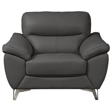 Melody Top Grain Leather Chair, Dark Gray