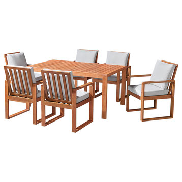 Weston Eucalyptus Wood Outdoor Dining Table With 6 Dining Chairs, Set of 7