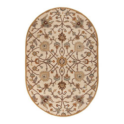 Caesar Beige Oval Rug - Area Rugs