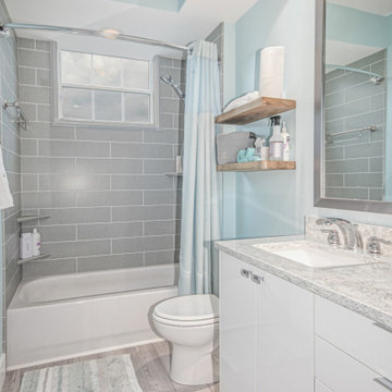 Charmeuse gray Fairfield simulated-tile shower