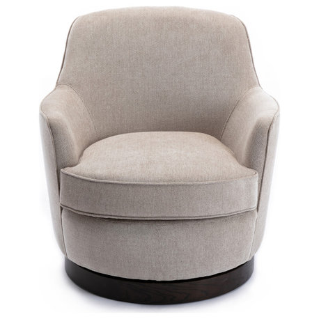 Reese Oatmeal Wood Base Swivel Chair