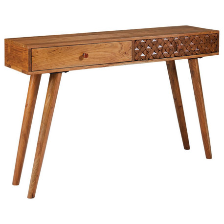 2-Drawer Console Table, Natural Brown