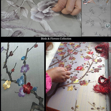 hand painted wallpaper/ Embroidered wallpaper and other hand painted prodcuts