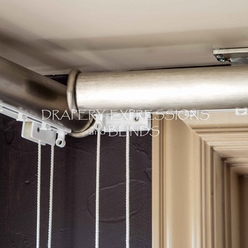 Decorative traversing rods for Ripplefold Drapery
