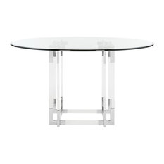 dining acrylic table round chrome glass tables koryn gold clear couture houzz steel