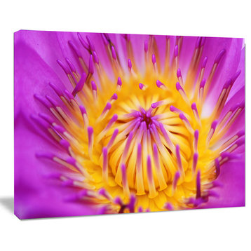 Pink Yellow Abstract Lotus Flower, Flowers Canvas Wall Artwork, 20"x12"
