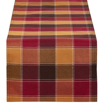 Stitched Plaid Table Runner, 16"x72" Rectangular, Multicolor