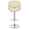 Armen Living Naples Swivel Barstool in Chrome finish with Cream Faux Leather and