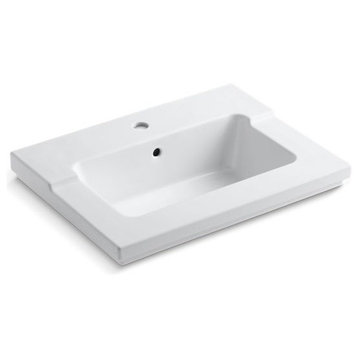 Kohler Tresham Vanity-Top Bathroom Sink with Single Faucet Hole, White