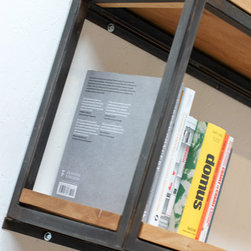 Orla Welded Dark Steel Box Section and Premium Oak Shelves - Bookcases