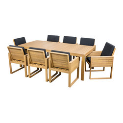 Stratco Cosmo 9 Piece Eucalypt Dining Setting - Outdoor Dining Sets