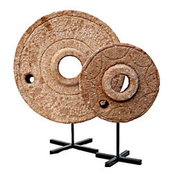 Antique Stone Grinder on Stand - Artwork