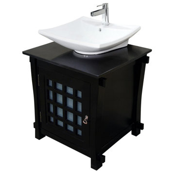 30" Single Sink Vanity, Wood, Black