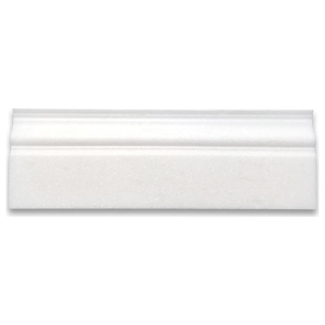 Thassos White Marble 4x12 Baseboard Crown Molding Honed, 1 piece