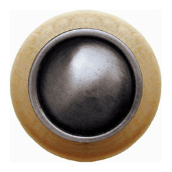 Inviting Home Inc. - Plain Dome Natural Wood Knob, Unfinished With Antique-Style Pewter - Cabinet And Drawer Knobs