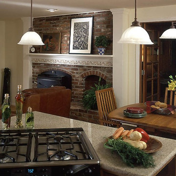 Brick Fireplace with Stove Insert