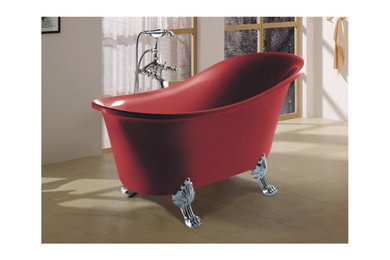 Dark red wholesale floor standing oval bathtub with legs